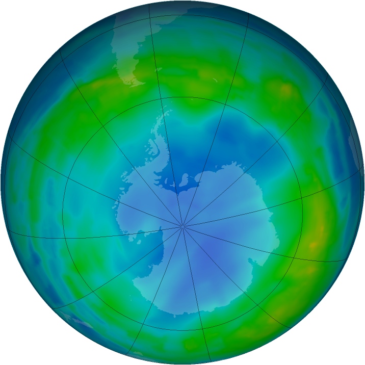 Antarctic ozone map for 11 June 2013